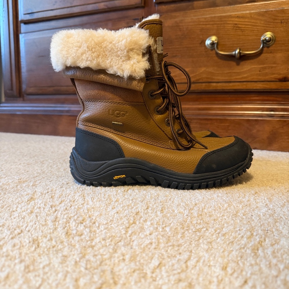 UGG Tan and Black Lace-Up Boots